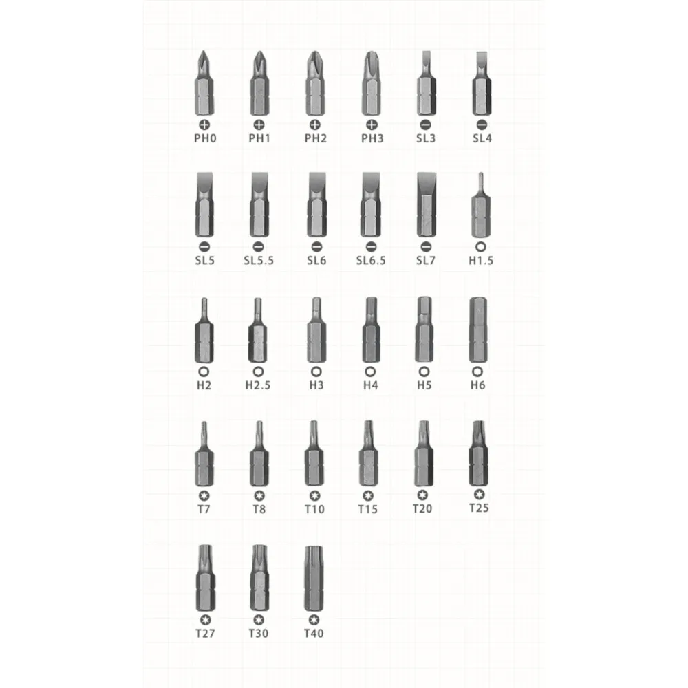 31PCS Non-slip rubber handle Basic kit Multi-purpose household screwdriver Bit sleeve bit set screwdriver
