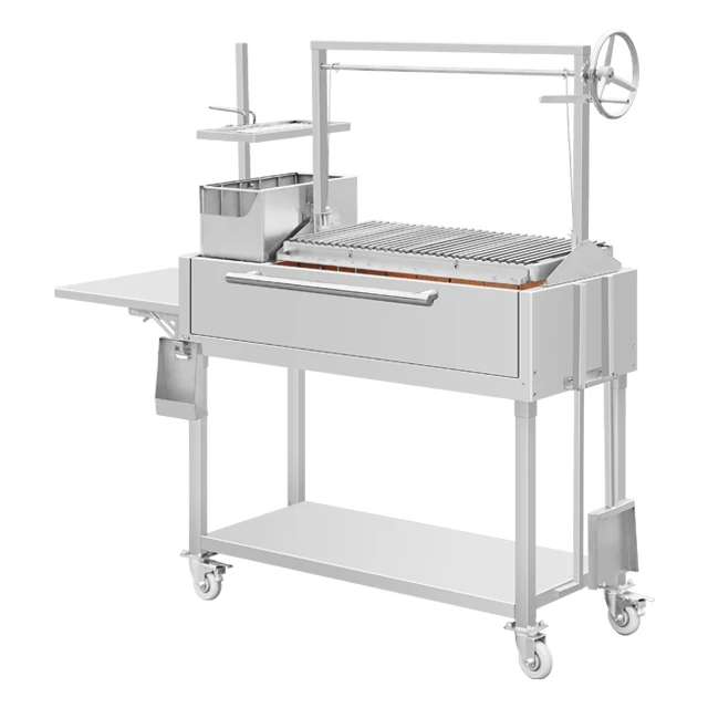 New Design Hot Model Argentine Grill With Canopy Fire Brick Adjustable Cooking Grate Bbq Gaucho Grills Santa Maria Grill