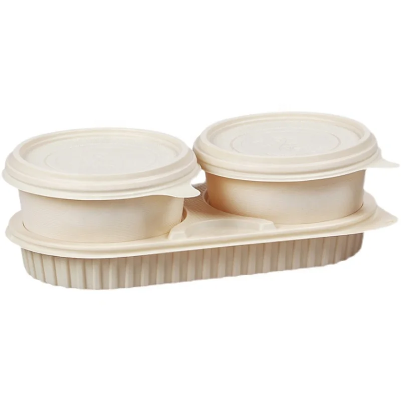 Биоразлагаемый контейнер для упаковки пищевых продуктов с крышками, одноразовый пластиковый контейнер для ланча кукурузного крахмала на вынос