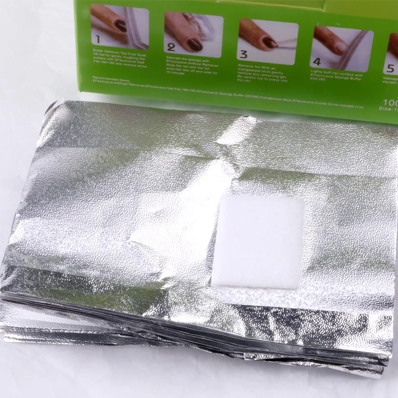 TSZS Wholesale Nail Cleaning Foil Wraps 100Pcs/box Aluminium Foil Nail Art Soak Off Wrap Nail Foil Wraps Removal with Cotton Pad