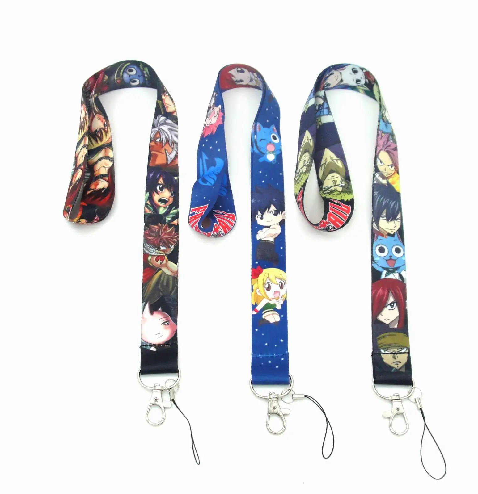 Custom heat transfer Anime Cartoon Fairy tail lanyard Print Keychain Ribbon Lanyards for Straps Hanging Rope lanyard