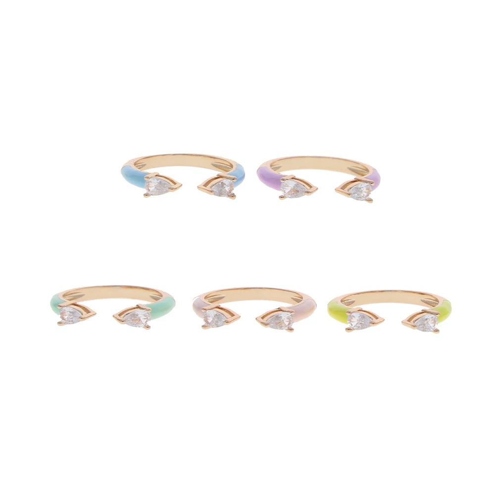 new trendy enamel colorful jewelry two heart bling cz design lovely ring for girls women