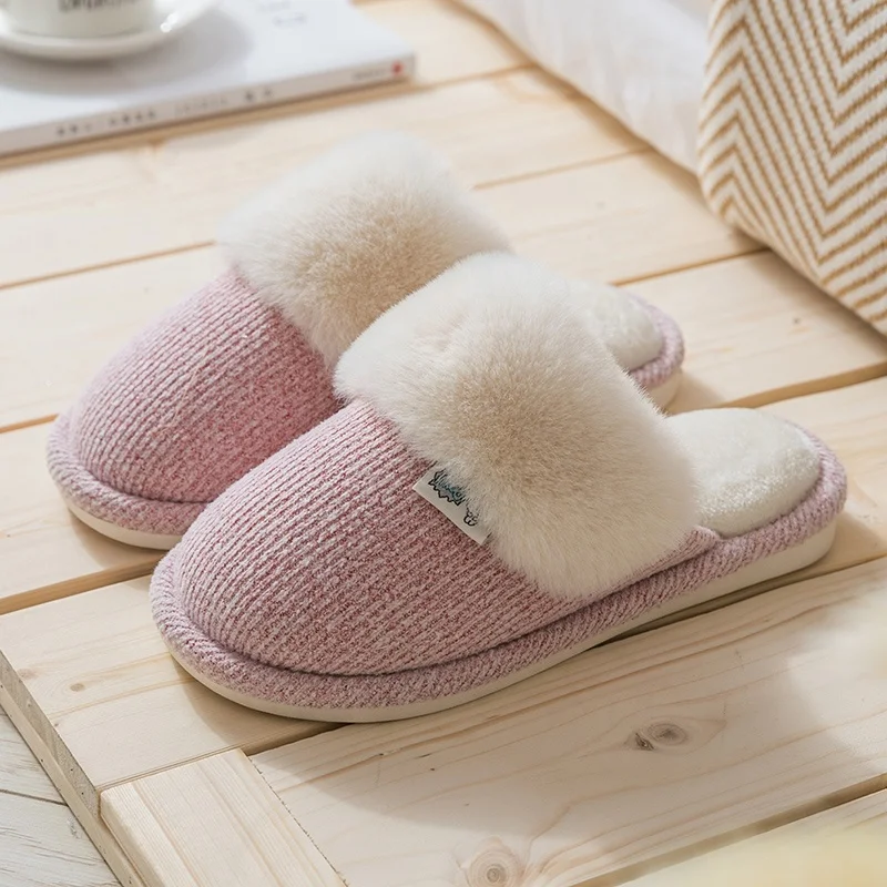 Classic design wholesale faux cony hair fleece indoor slippers for women girls