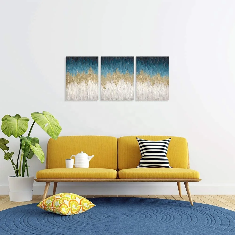 Modern Live Room Hand Painted Oil Painting Nordic Wall Art With Frame Canvas Print Custom 3 Panel Abstract Oil Painting