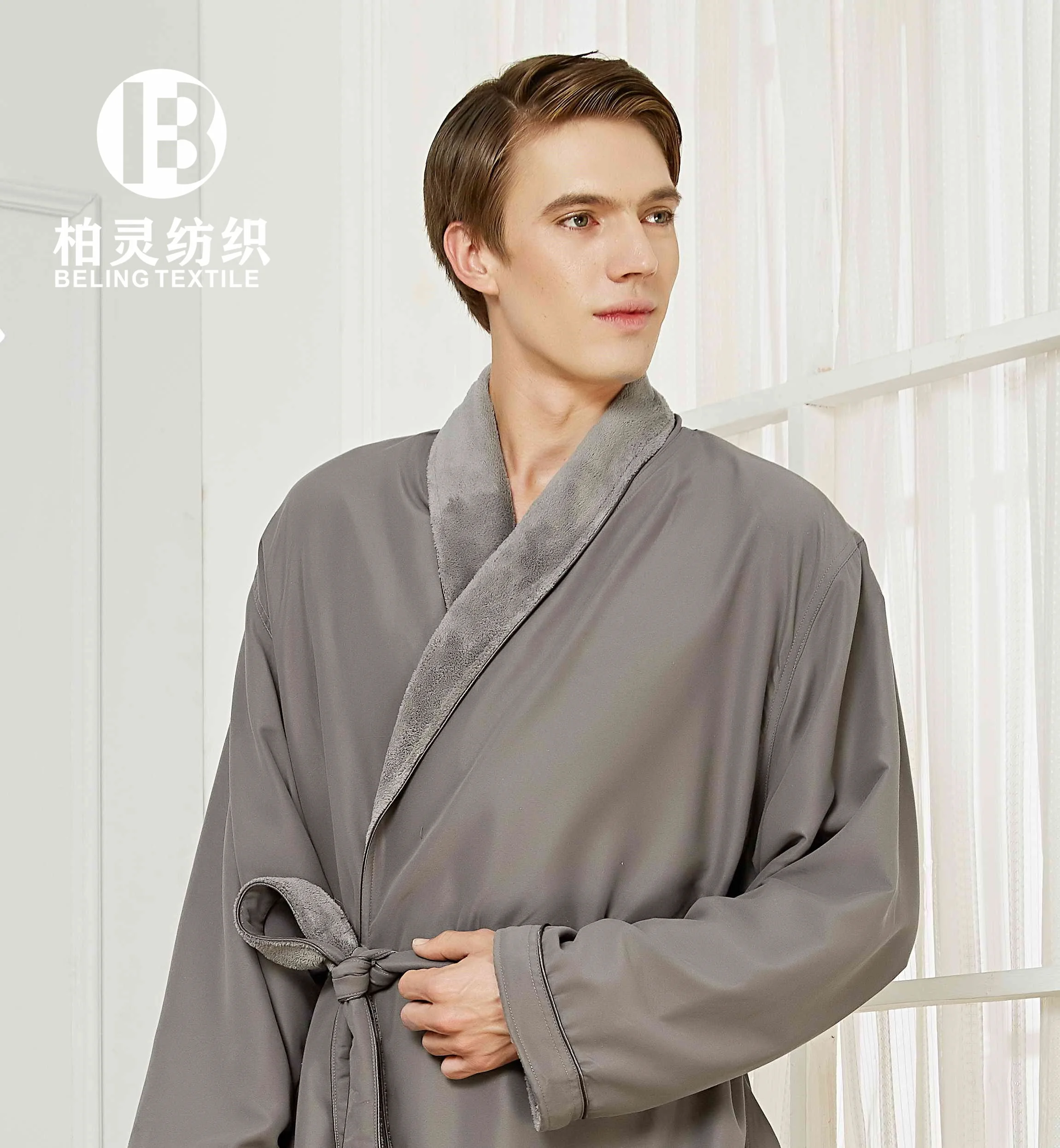 
Double Layer Microfiber plush luxury bathrobe High Quality Five star Hotel and Spa wholesale men bathrobe 