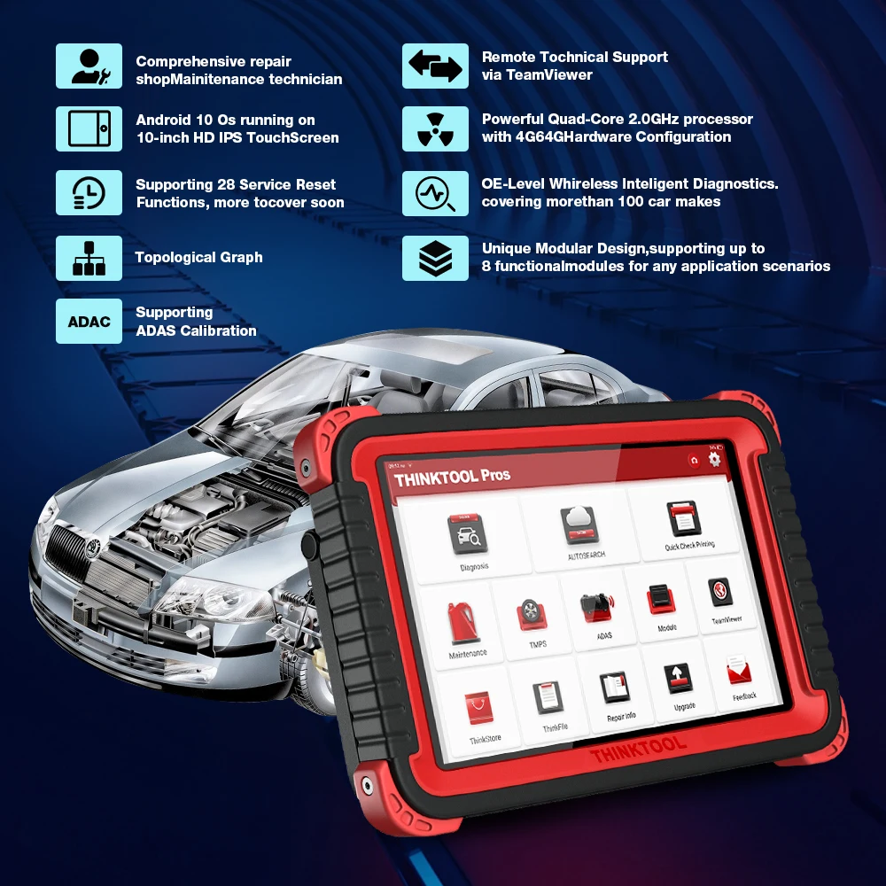 THINKCAR THINKTOOL Pros автомобильный диагностический инструмент 10 полноценных систем сканер кодов ADAS OBD2 28 функций сброса