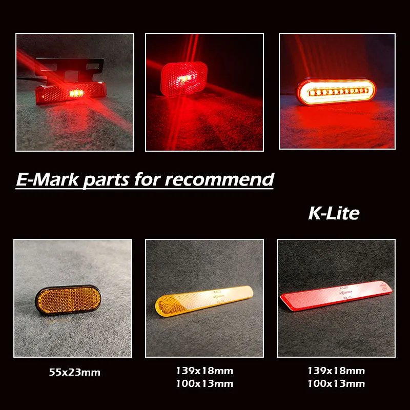E-Mark ECE reflective lens led light electric scooter