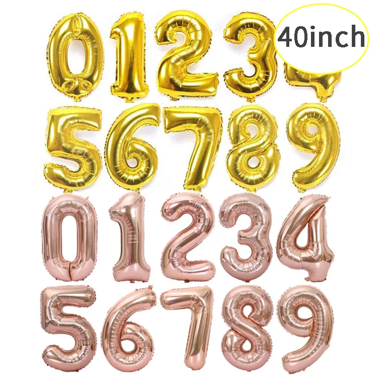 Startparty 40inch Gold Silver Pink Blue Rose Gold Foil Number Balloon Birthday Decoration Party Holiday Supplies