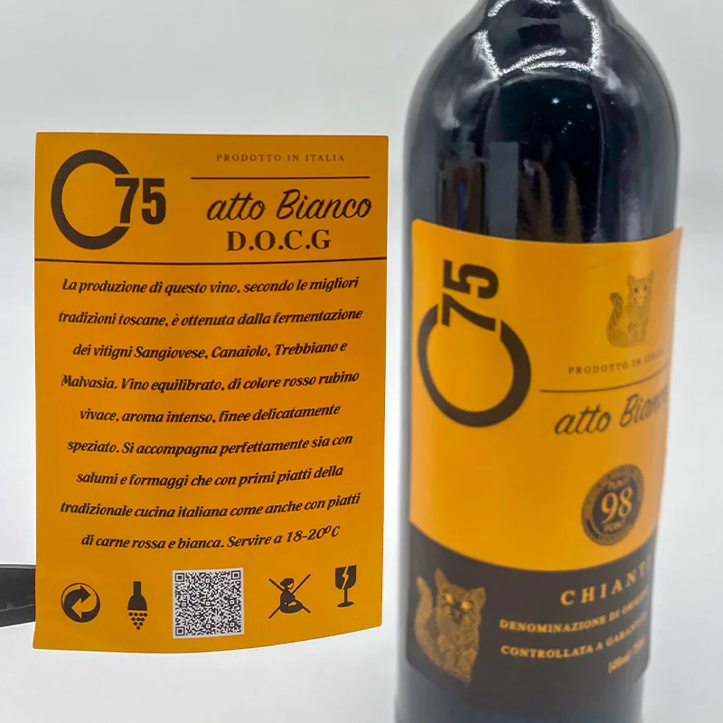 Red wine self-adhesive label sticker spot custom logo paper wine label bottle sticker packaging label