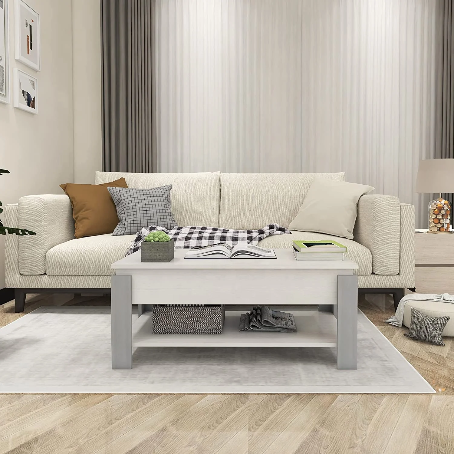 Lift Top Coffee Table Cabinet With Hidden Compartment Storage Shelf Rising Tabletop For Living Room