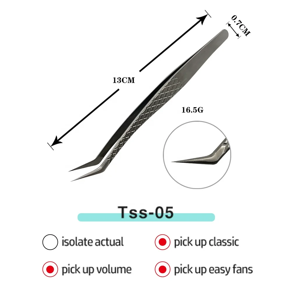 Drop-shipping Fiber Tip Tweezer Volume Fan Eyelash Tools Custom Lash Tweezers Fiber Tip Isolation Eyelash Tweezers