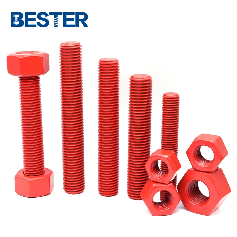 China Wholesale Ceramic Fluorocarbon Powder Coated Type  Chrome Plated Tfl Astm A193 B7 Full Threaded Rod Stud Bolt And Nut