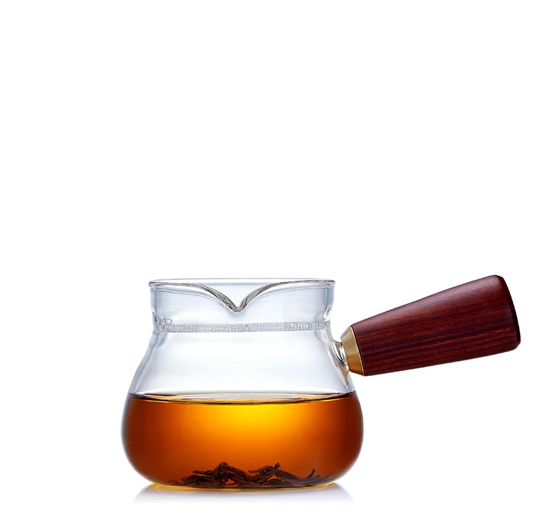 
New borosilicate glass tea cup with wooden handle teacup tea set 