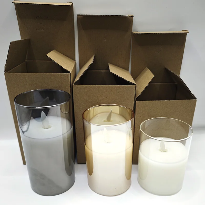 Battery Operated Candle Light Moving Wick Flickering Pillar Led Candles In Clear Glass Remote With Artificial Flame