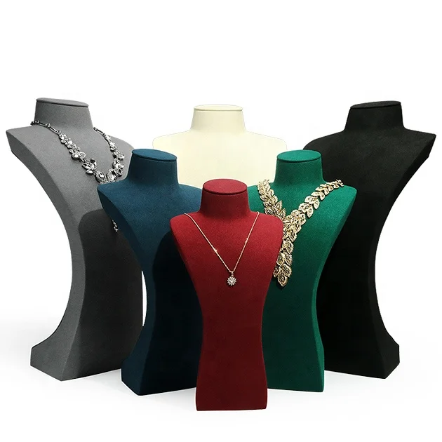 Vanlocy Necklace display Five Colour Microfiber Jewelry Bust necklaces window display jewelry display mannequin