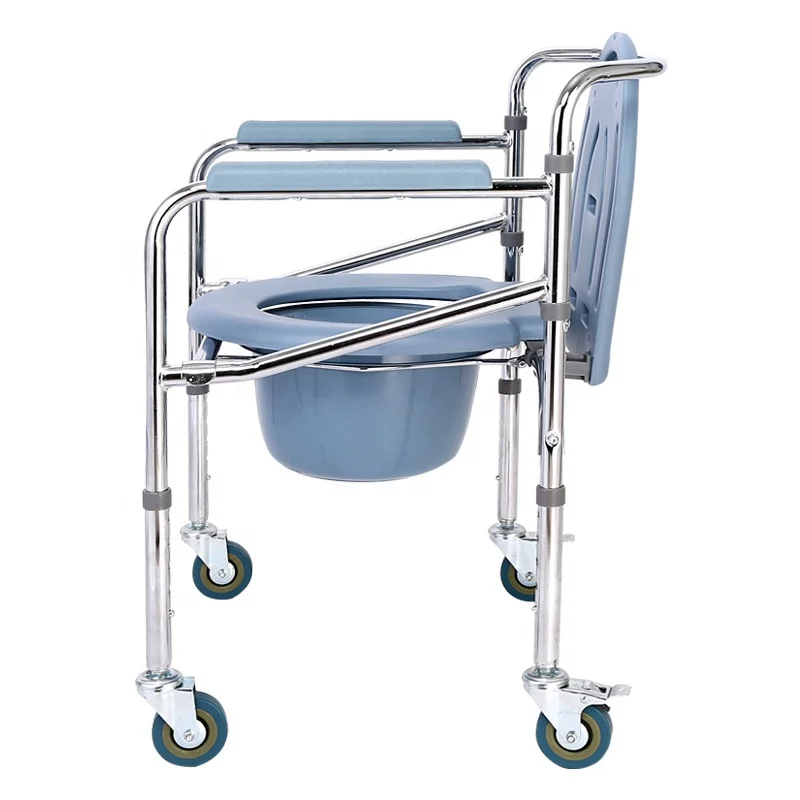 Ali Hot sale comfortable commode chair foldable portable toilet chair with wheels customized