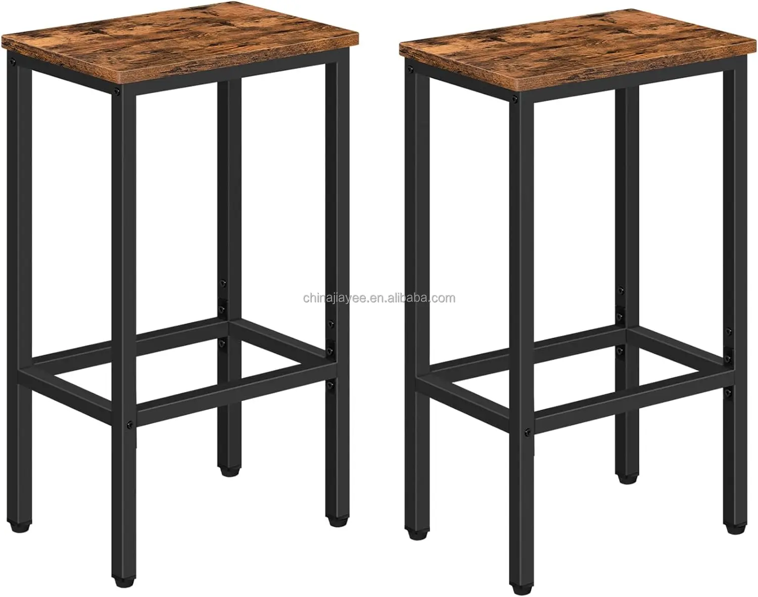 Bar Stools with Footrest Dining Stools Rectangular Industrial Bar Chairs for Dining Room Kitchen