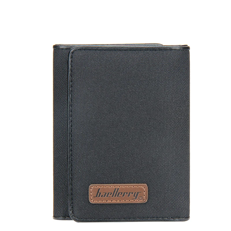 Fashion Baellerry PU Leather Business With Card Holder Mens Short Three Fold Wallet Men