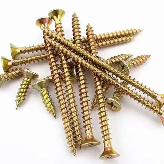 Yellow Zinc Plated Long Chipoard Screw Flat Countersunk CSK Wood Screw Torx chipboard wood screw