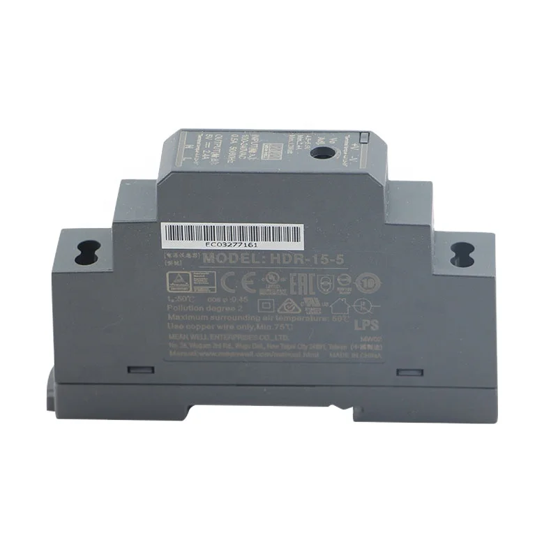 Бренд Mean Well представляет HDR-15-5 с выходной мощностью 5-48V 5V Dc на din-рейку импульсный источник питания 15 Вт