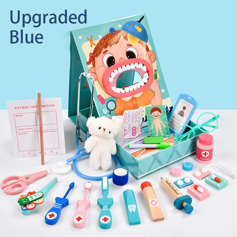 Деревянный детский игрушечный ролевой набор для врачей, стоматологический ящик для инструментов, медицинский набор, другие обучающие игрушки для девочек и мальчиков