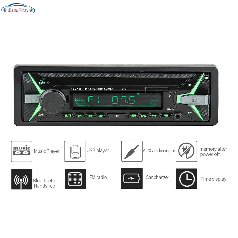 
12V Radio Auto Car Radio 1DIN Stereo Audio MP3 Player FM Radio Receiver Support Aux Input SD USB MMC Removeable frame 