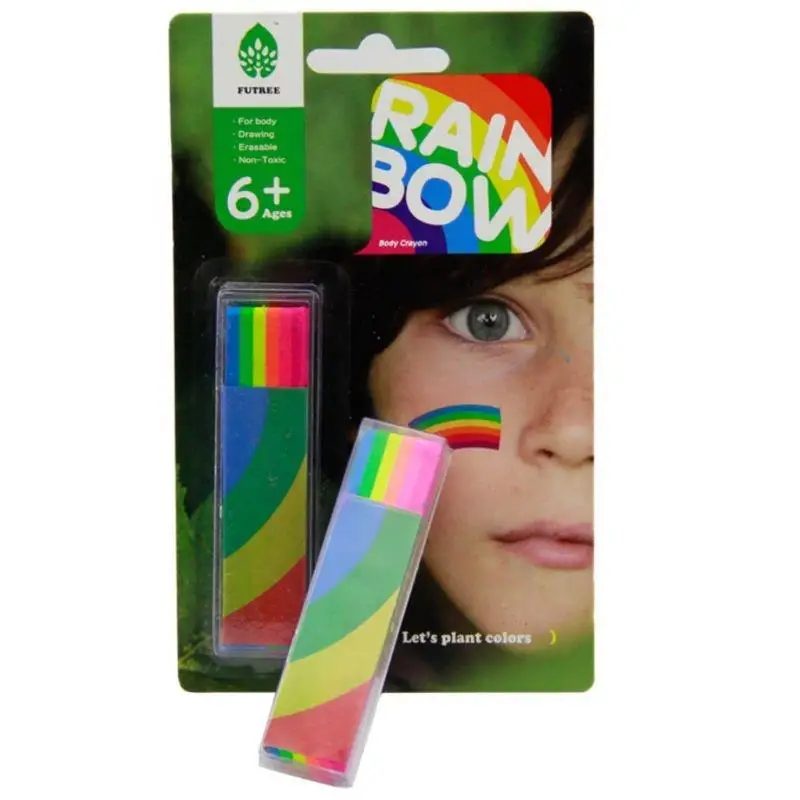 Rainbow Washable Face Paint Stick Body Tattoo Colored Pigment Pen Fluorescent Crayon Adult Kid Party Favors Makeup Cosmetic Tool (1600542457008)