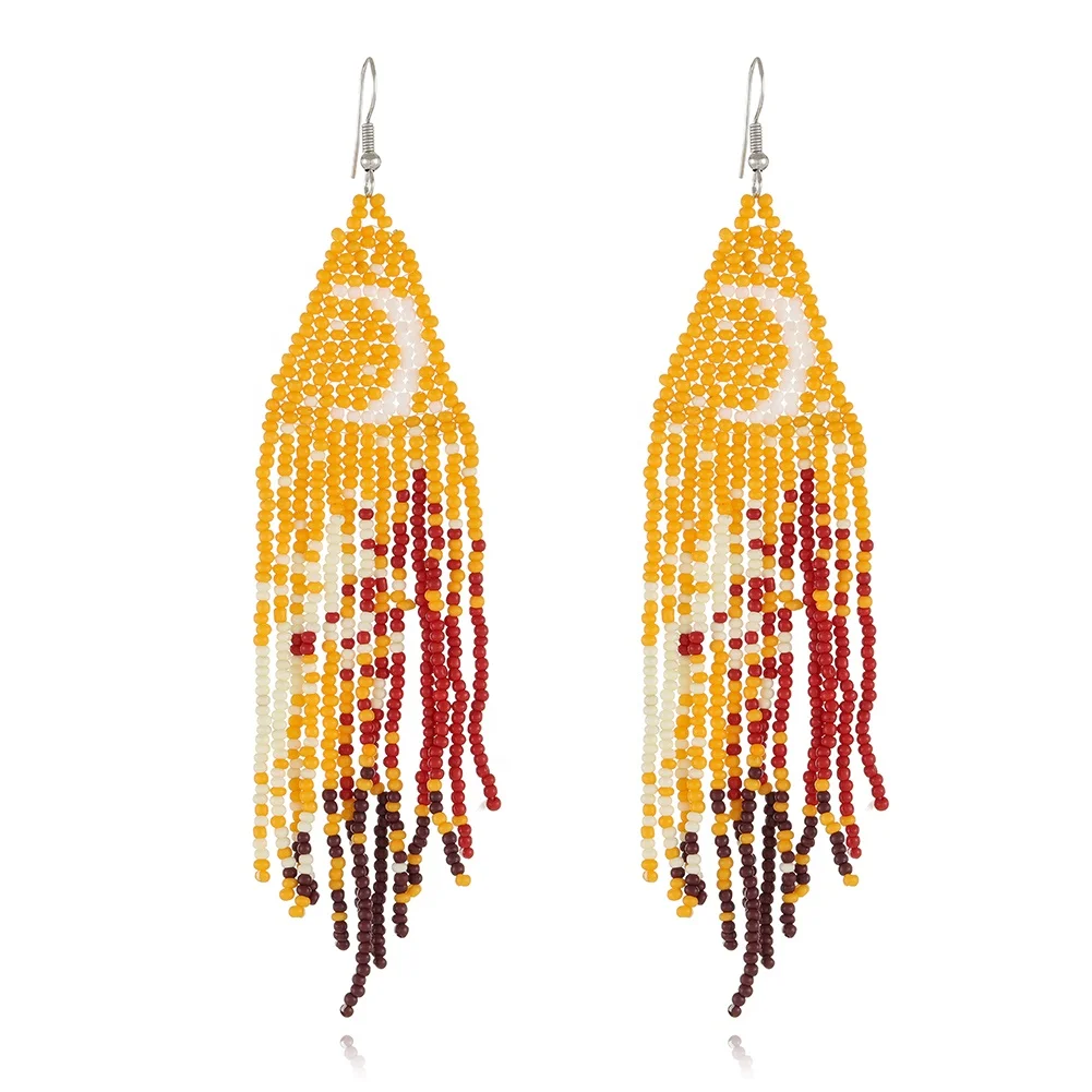 Wholesale Women Fashion Jewelry Exotic Landscape Earrings Boho Woven Seed Beads Earring For Women Jewelry