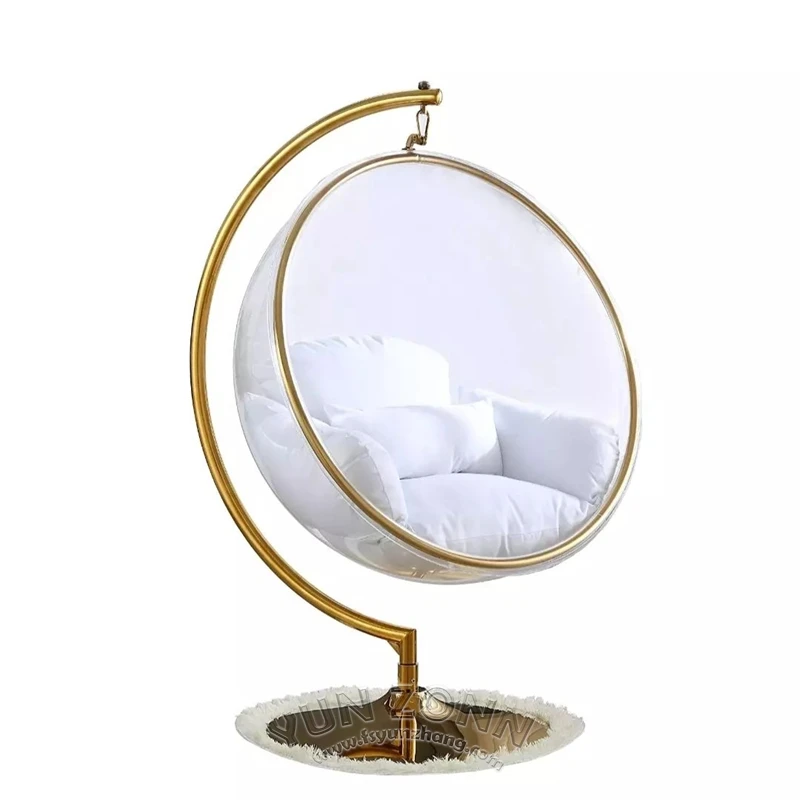 Bride and Groom Wedding Moon Clear Acrylic Swing Accent Chair Hanging Bubble Chair for Hotel Use