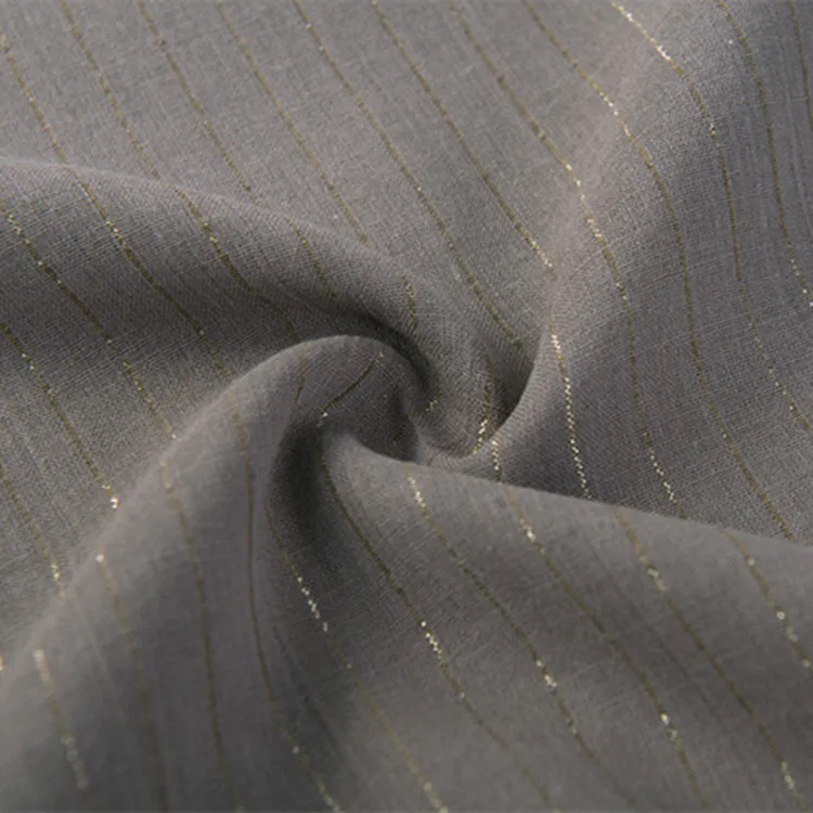 Wholesale Brocade Glitter Fancy Gold Stripe Thin Shirt Curtain Fabric Cotton Linen Metallic Yarn Fabrics
