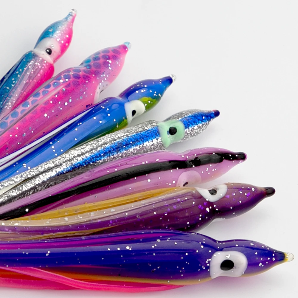 SUPERIORFISHING Squid Skirt Trolling Hoochies Octopus Skirt Luminous Saltwater Fishing Lures Soft Plastic Bait