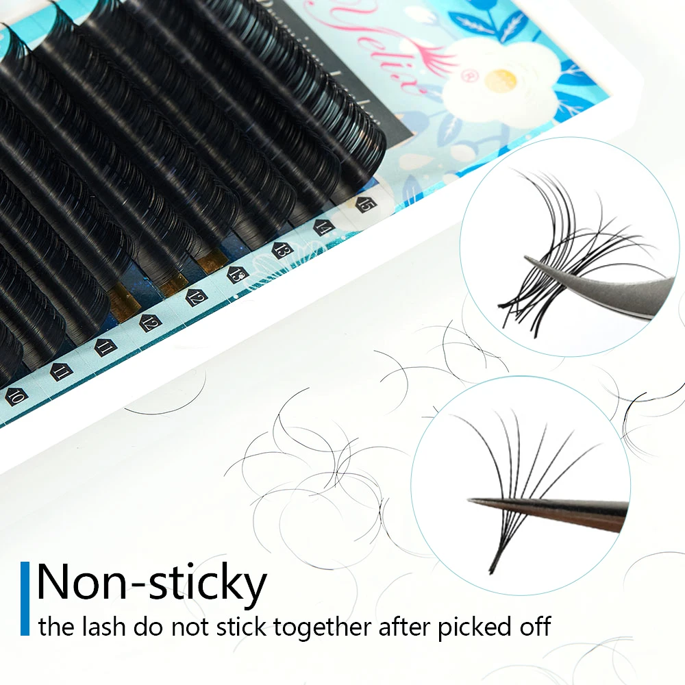 Yelix Professional Private Label False Fiber Faux Mink Lash Extension Silk Curl Individual Classic Eyelashes Extension