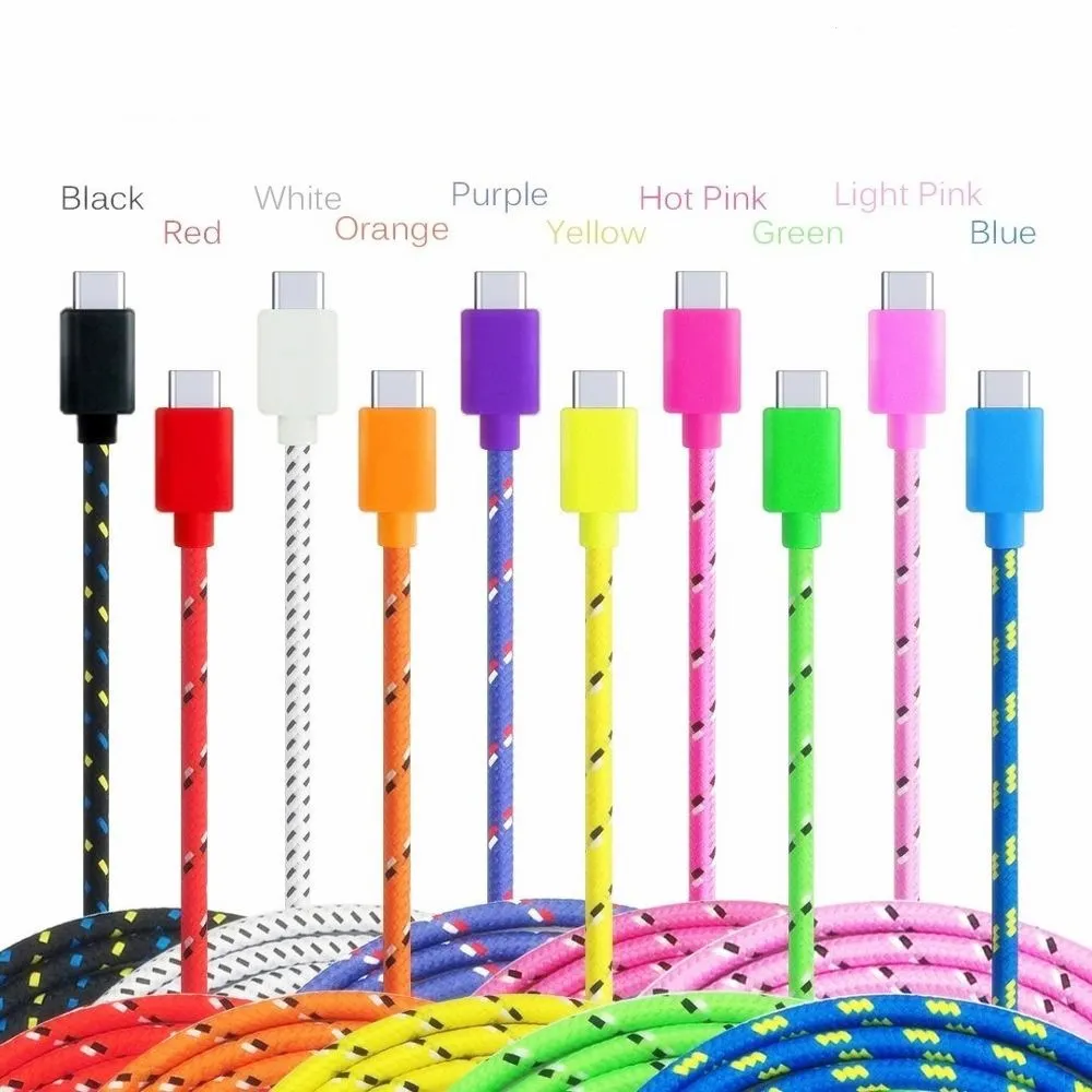 Оптовая продажа usb-кабель для зарядки и передачи данных в нейлоновой оплетке сотового телефона 1 м 2 3 Samsung