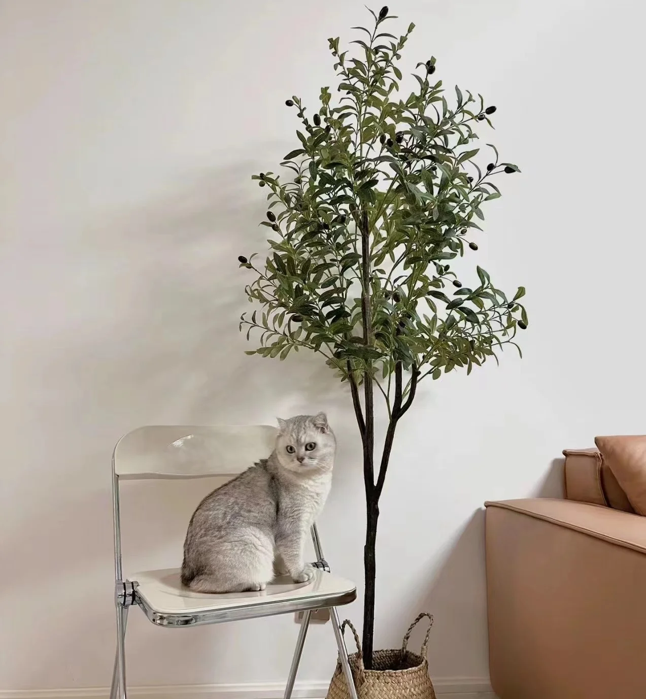 KEWEI-J828 Cheap Transportation Indoor Fluffy Artificial Plant Large Artificial Olive Trees Potted Artificial Tall Olive Tree