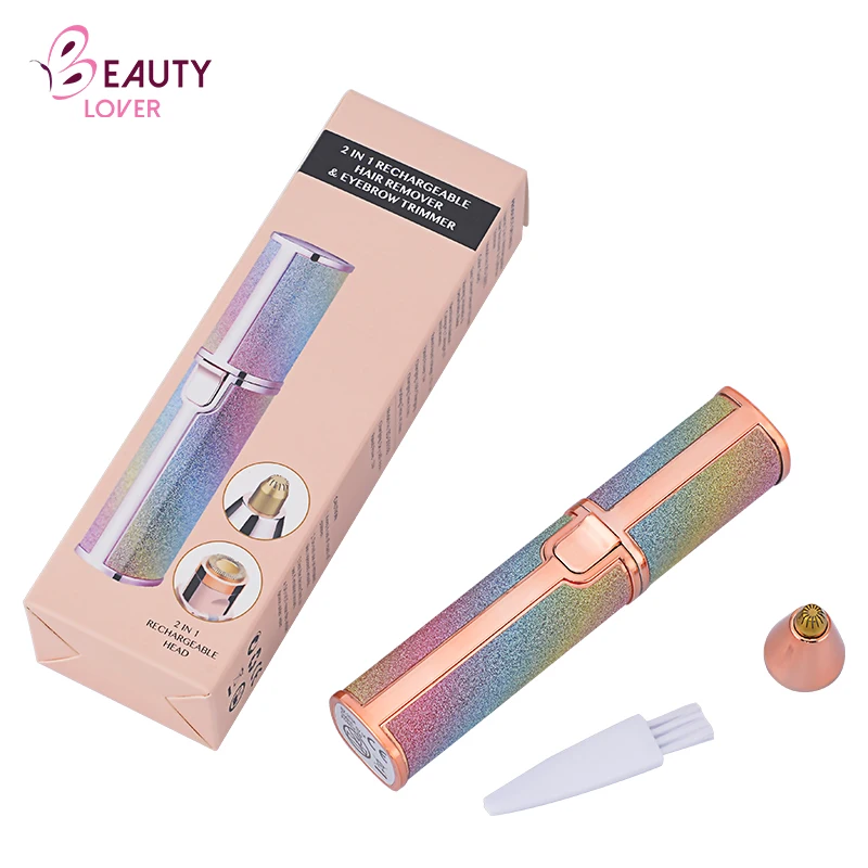 2 In 1 USB Rechargeable Lady Shaver Razor Hair Remover  Facial Body Hair Removal For Women