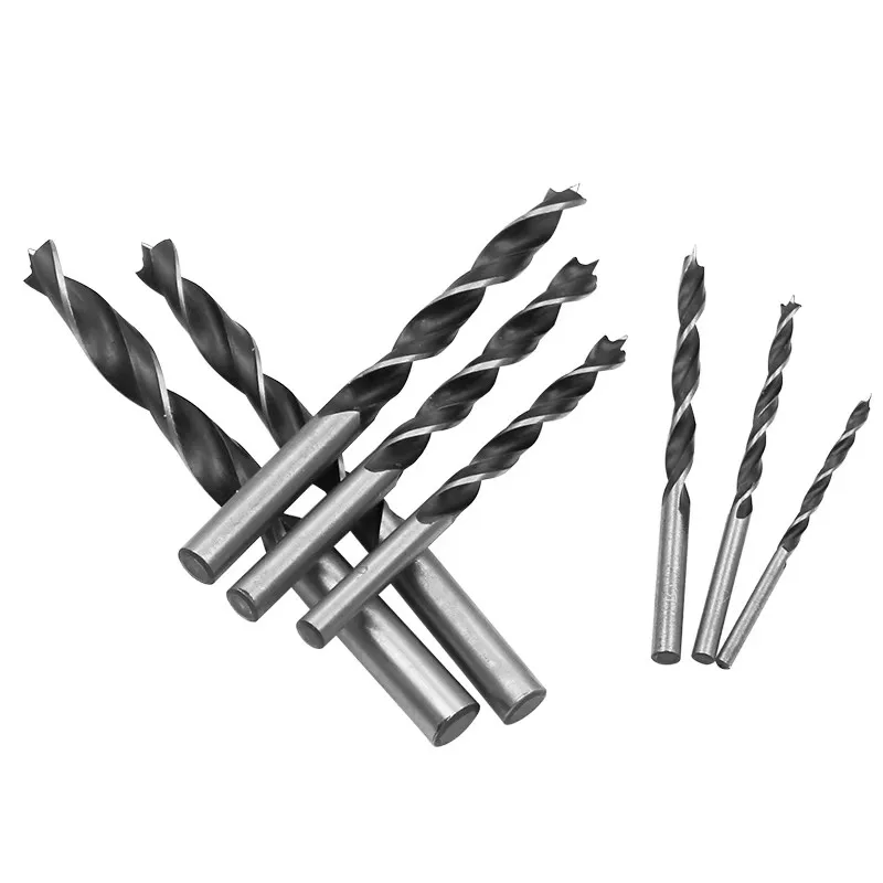 8pcs Round Shank Three-point Woodworking Drill bit Perforating Support Drill Electric Drill Rotary Head Wood Plank Hole Special