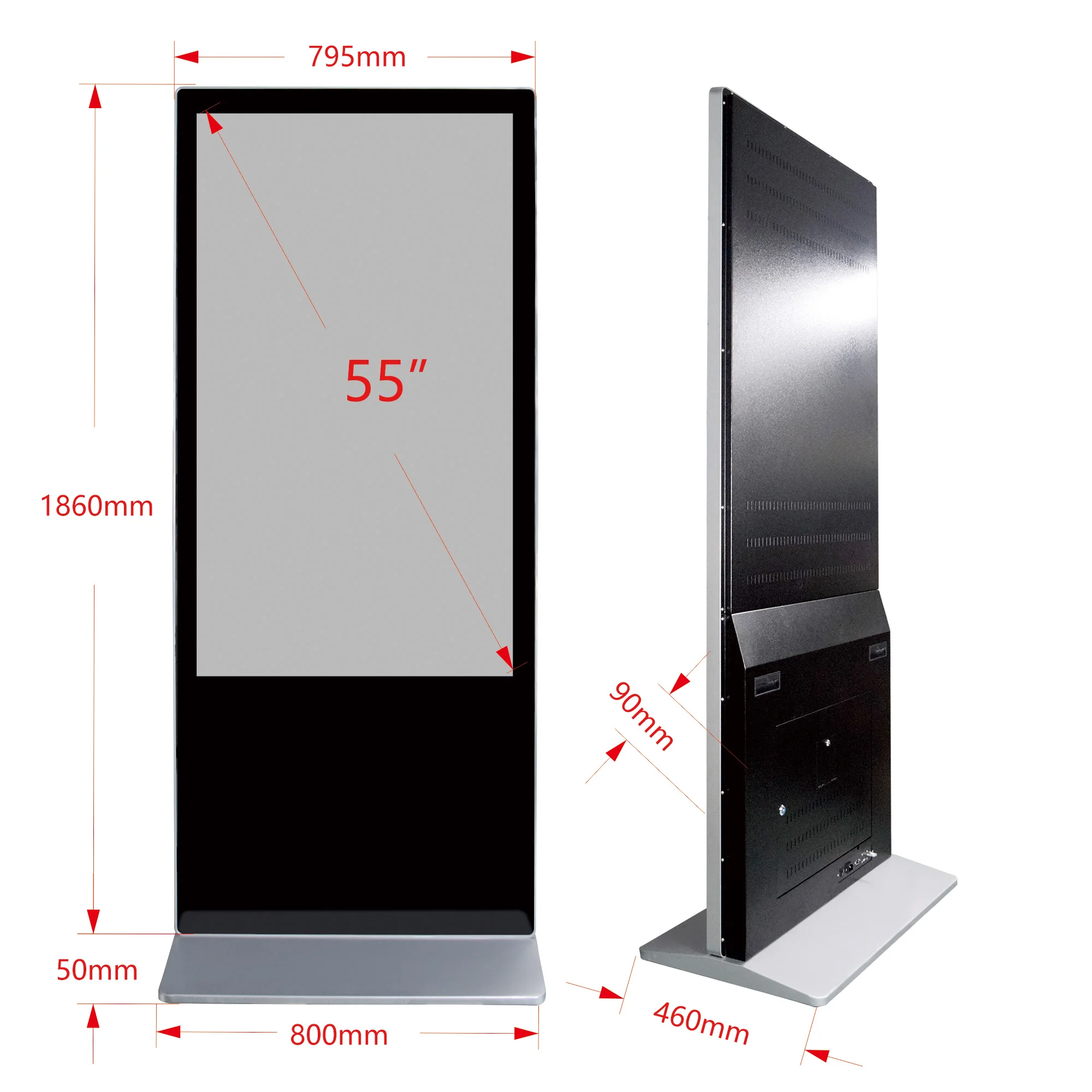 55 65 Inch 1080p Digital Signage Standing Advertising Display Digital Signage Kiosk Totem Waterproof Touch Lcd Display Screen
