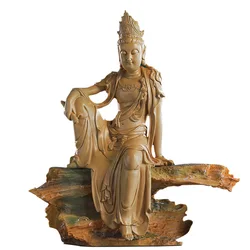 Custom Imitation Wood Resin Metal Ceramic Crystal Buddhism Standing Sitting Laughing Buddha Figure Statue for sale