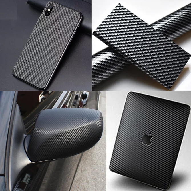 Car Wrap Vinyl Bubble Free Adhesive Black 3D 4D 5D Carbon Fiber Vehiclel Car Cover Wrapping Vinyl Film