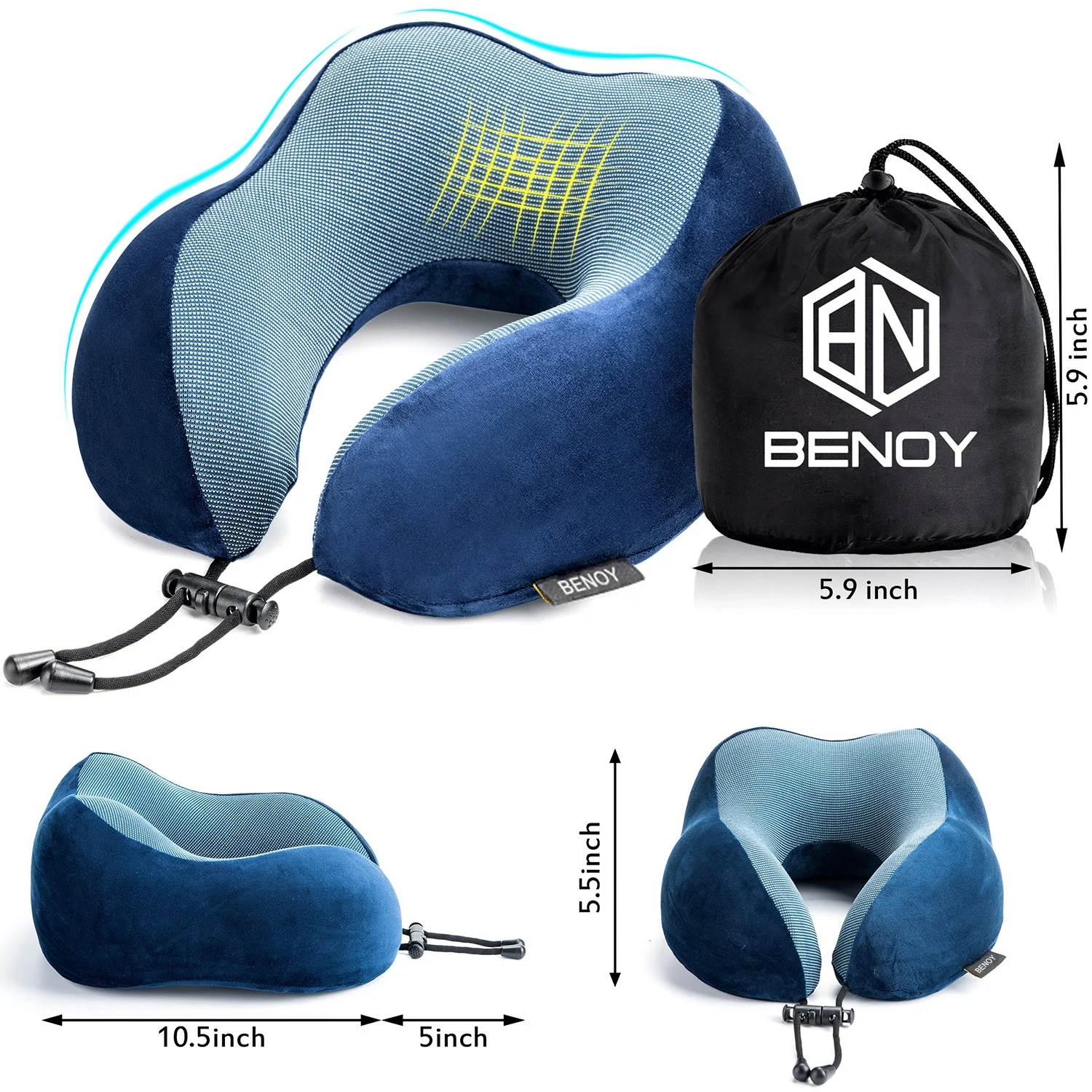 Hot sale Amazon airplane memory foam neck head pillow travel set kit with eye mask