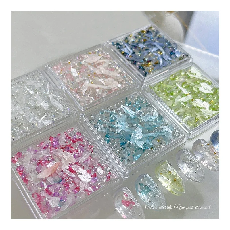 1 Box 3d Pearl Nail Art Decorations Mica Slice Charms Nail Jewelry Parts Stones Beads Resin Accessoires Manicure Charm Nails