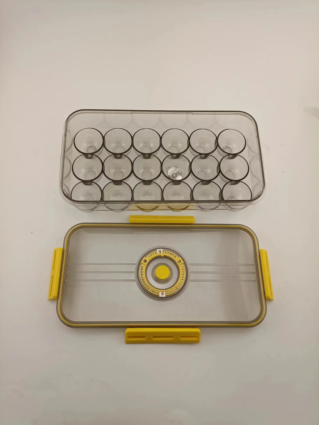Egg Storage Holder Container For Refrigerator Recordable Time Egg Trays Box Holder 18 Grid Eggs For Kitchen Fridge