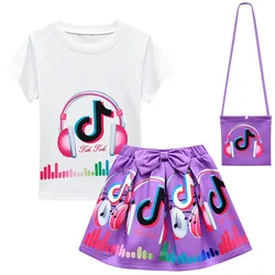 Fashion Summer Kids Girls Clothing Sets 3 Pcs WhiteT-shirt Skirt Sets For Girls Clothes 2-7 Years