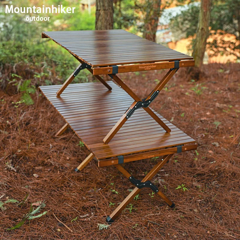 
2021Factory custom black walnut wood outdoor chair camping folding portable table 