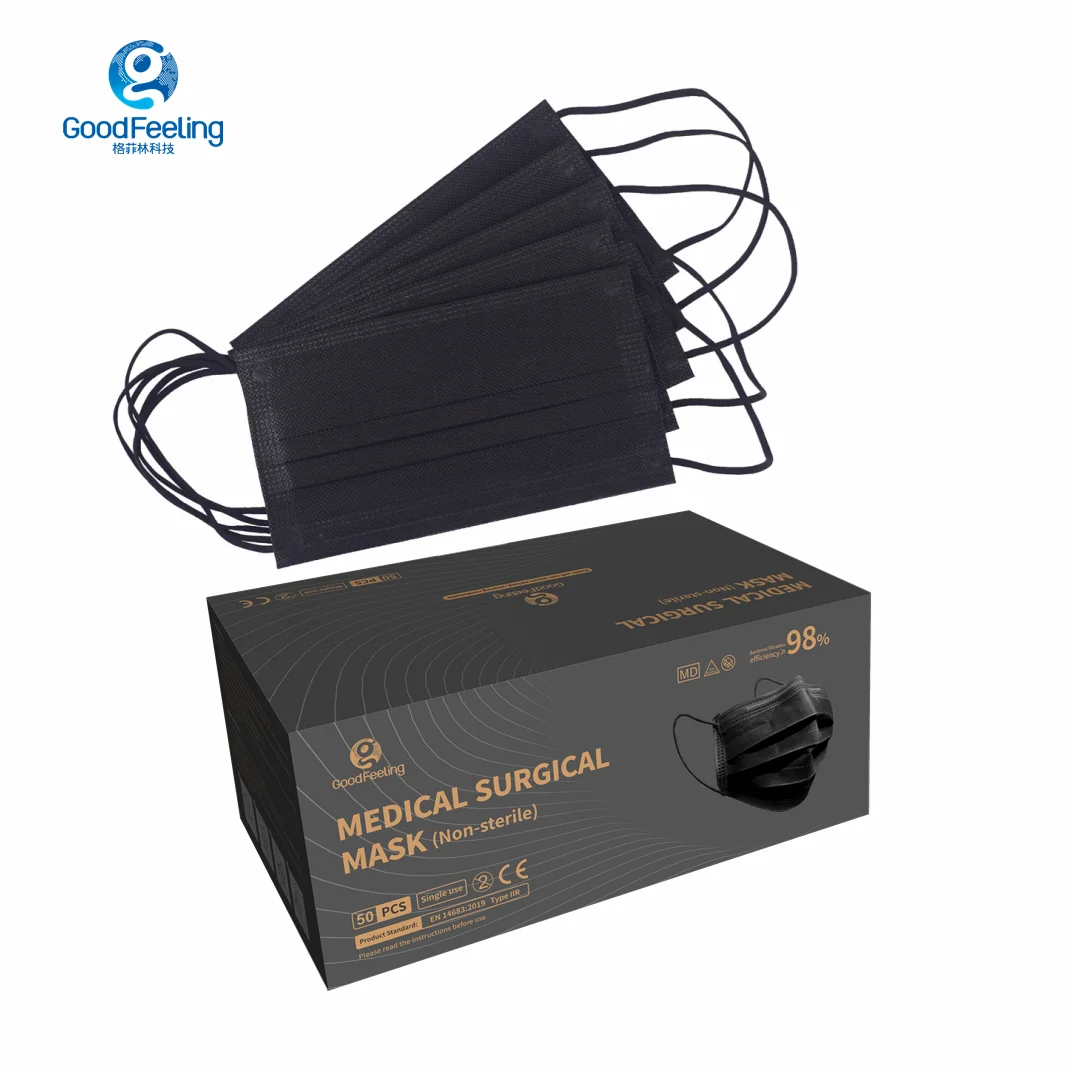 Mascarilla Quirurjica Design Non-woven Black Fabric Face Mask Distributor With Logo Bulk Surgical Facemask Disposable
