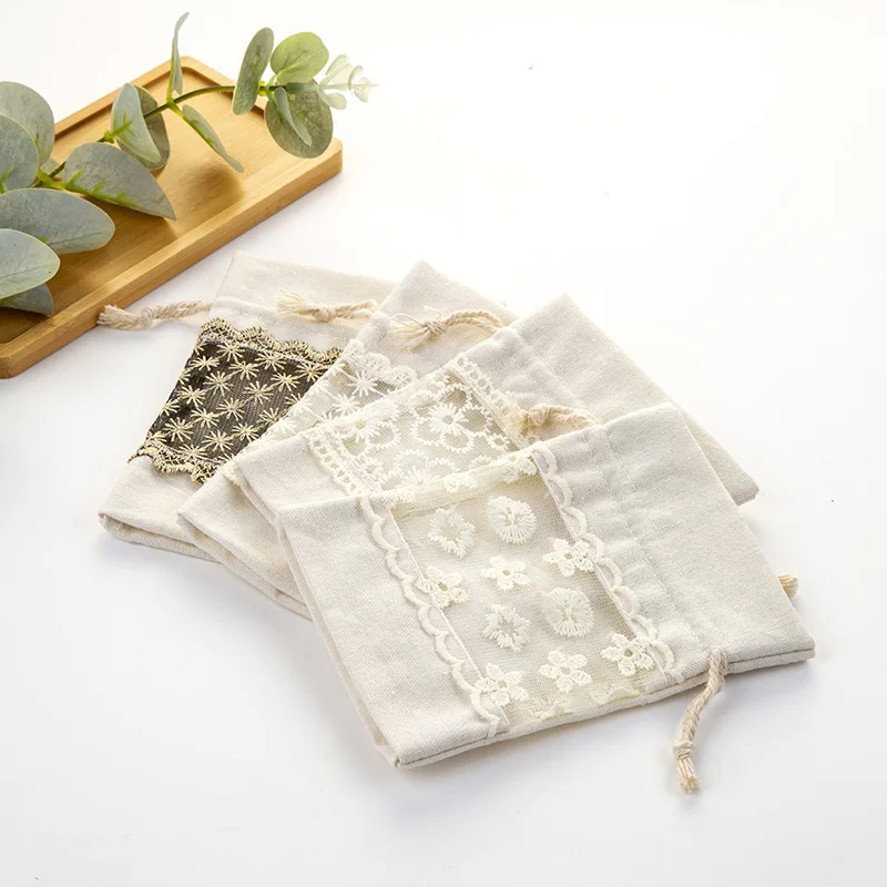 10x14cm Transparent Gift Bag White Lace Mesh Clear Make UP Perfume Jewelry Small Pouch Bag Drawstring Packaging Bags