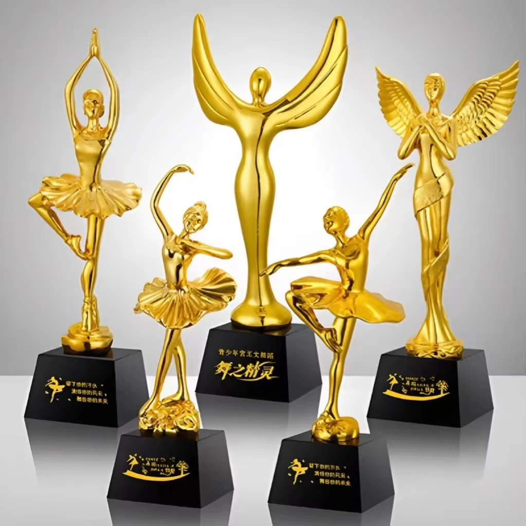 Honor of crystal Golden Resin Ballet Dance Metal Trophy Resin Award Crystal Glass Trophy