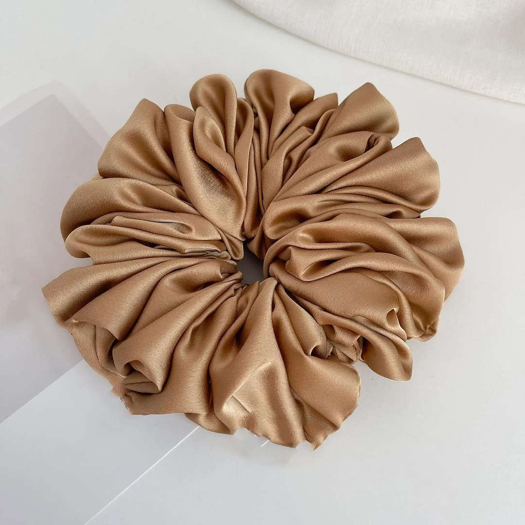 big size satin crepe muslim scrunchie  scrunchies  hair scrunchies sik Hair Solid Color Simple Style hijab accessory
