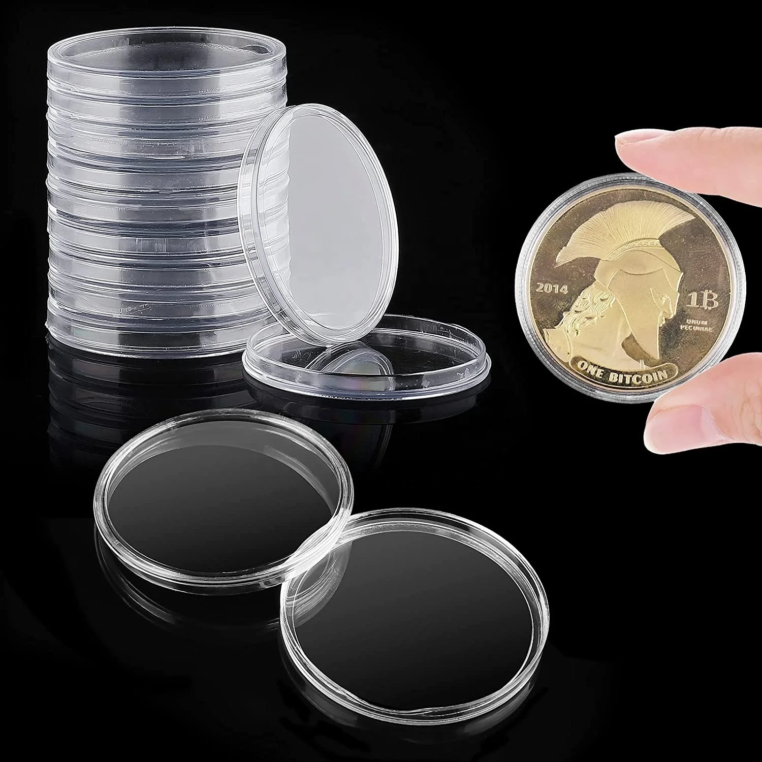 25 mm Coin Holder Capsules Clear Round Plastic Coin Container Case for Coin Tokens Collection Supplies