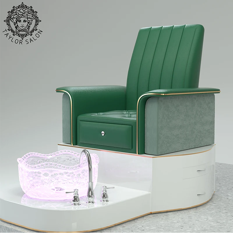Taylor Beauty Nail Salon Furniture Luxury Green Color Foot Spa Massage Pedicure Chairs